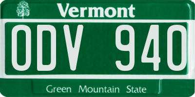VT license plate ODV940