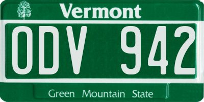 VT license plate ODV942