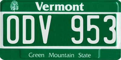 VT license plate ODV953