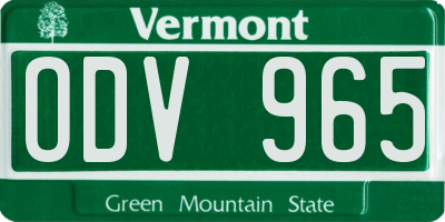 VT license plate ODV965