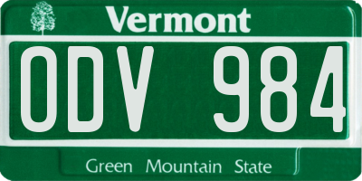 VT license plate ODV984