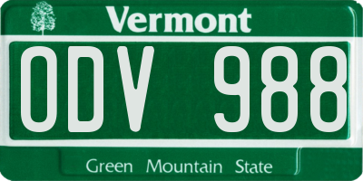 VT license plate ODV988