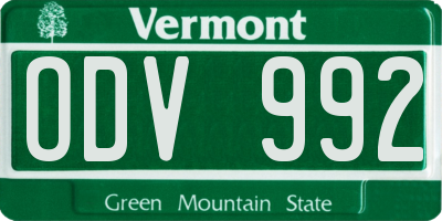 VT license plate ODV992