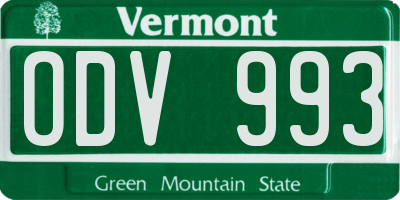 VT license plate ODV993