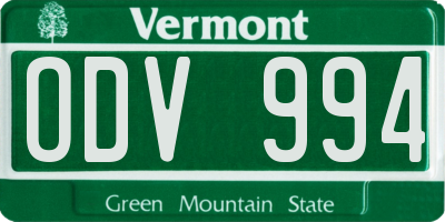 VT license plate ODV994