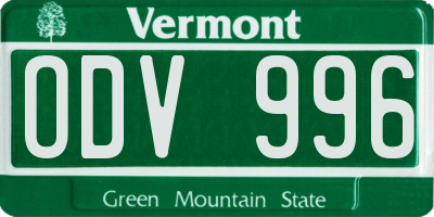 VT license plate ODV996