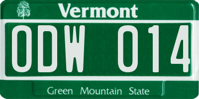 VT license plate ODW014