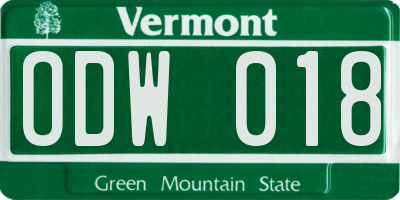 VT license plate ODW018