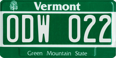 VT license plate ODW022