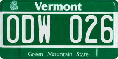 VT license plate ODW026