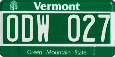 VT license plate ODW027