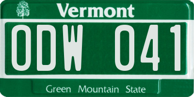 VT license plate ODW041