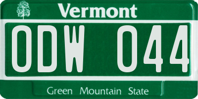 VT license plate ODW044