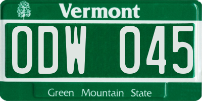 VT license plate ODW045