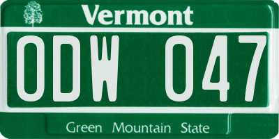 VT license plate ODW047