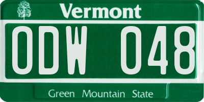 VT license plate ODW048