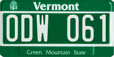 VT license plate ODW061