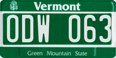 VT license plate ODW063