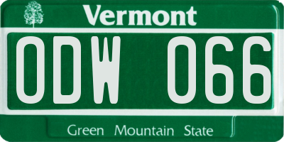 VT license plate ODW066