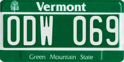VT license plate ODW069