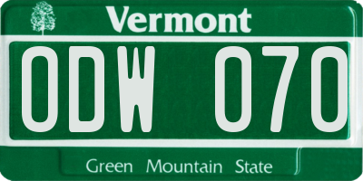VT license plate ODW070