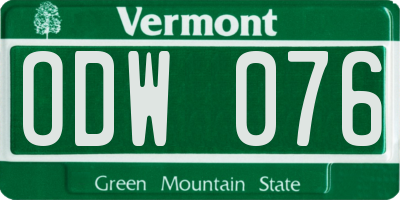 VT license plate ODW076