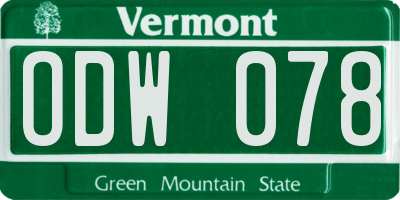 VT license plate ODW078
