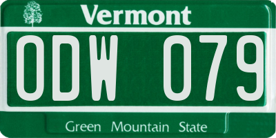 VT license plate ODW079