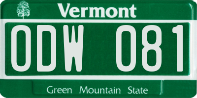 VT license plate ODW081