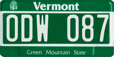 VT license plate ODW087