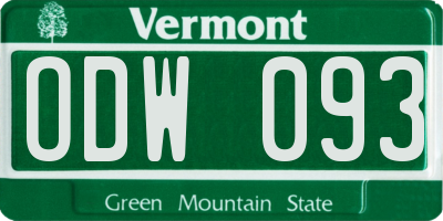 VT license plate ODW093