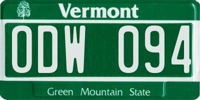 VT license plate ODW094