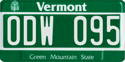 VT license plate ODW095