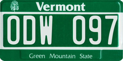 VT license plate ODW097