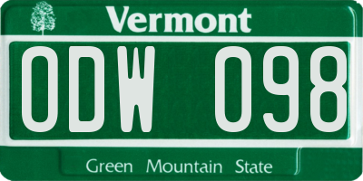 VT license plate ODW098
