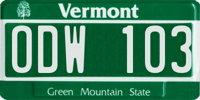 VT license plate ODW103
