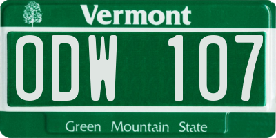 VT license plate ODW107