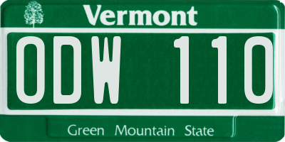 VT license plate ODW110