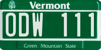 VT license plate ODW111