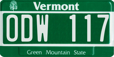VT license plate ODW117