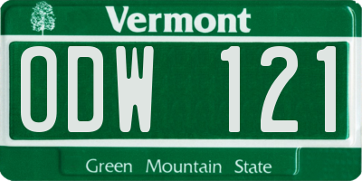 VT license plate ODW121