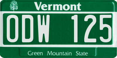 VT license plate ODW125