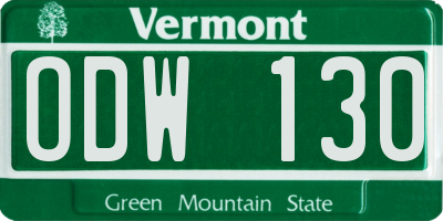 VT license plate ODW130