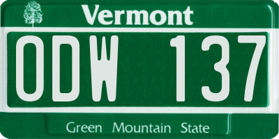 VT license plate ODW137