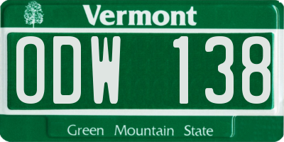 VT license plate ODW138