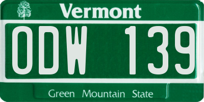 VT license plate ODW139