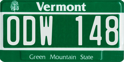 VT license plate ODW148