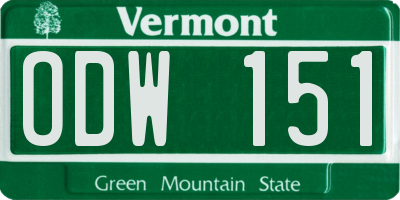 VT license plate ODW151