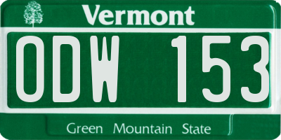 VT license plate ODW153