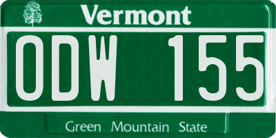 VT license plate ODW155